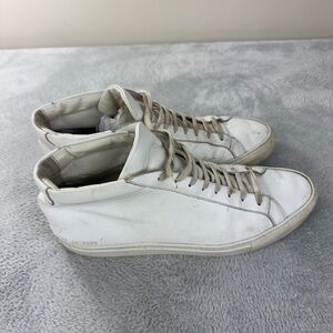 Common Projects Men's Size 13 US/46 EU Achilles Hi-Top White Leather Sneakers